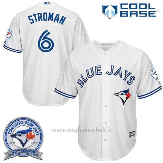 Maglia Baseball Uomo Toronto Blue Jays Marcus Stroman 6 Bianco Cool Base 40 Anniversario